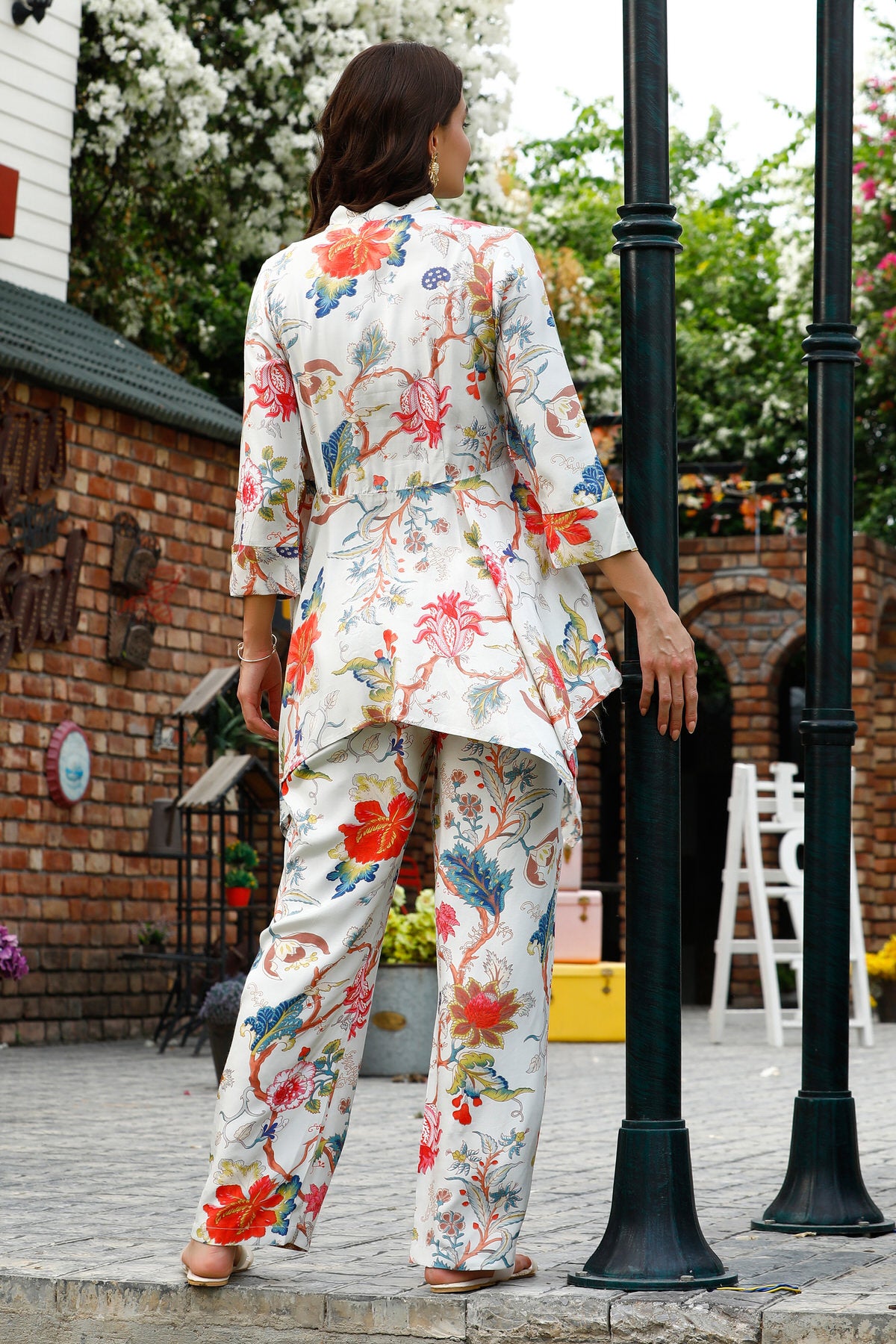 Misty Blue botanicals Silk Co-ord Set