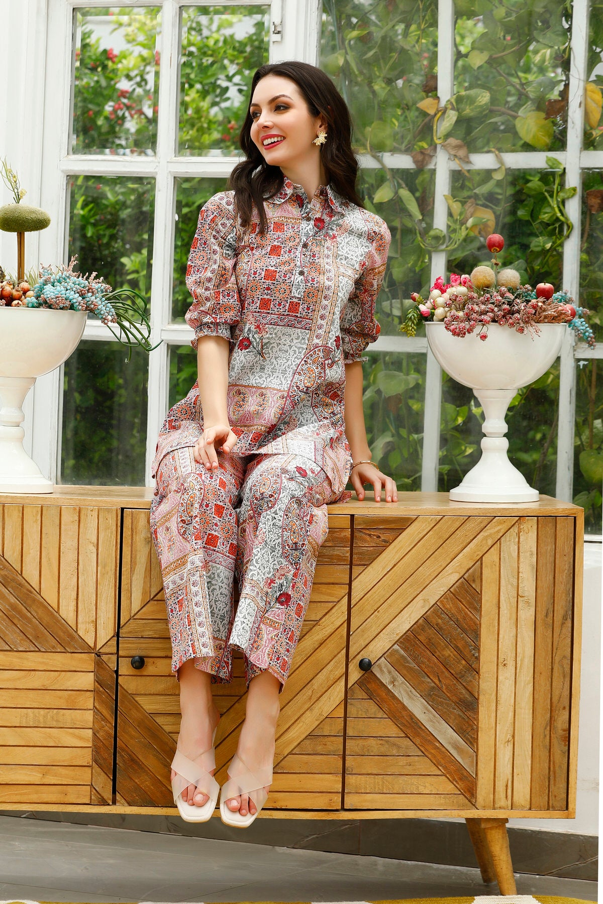 Paisley Patch Party Cotton Palazzo Loungewear Set