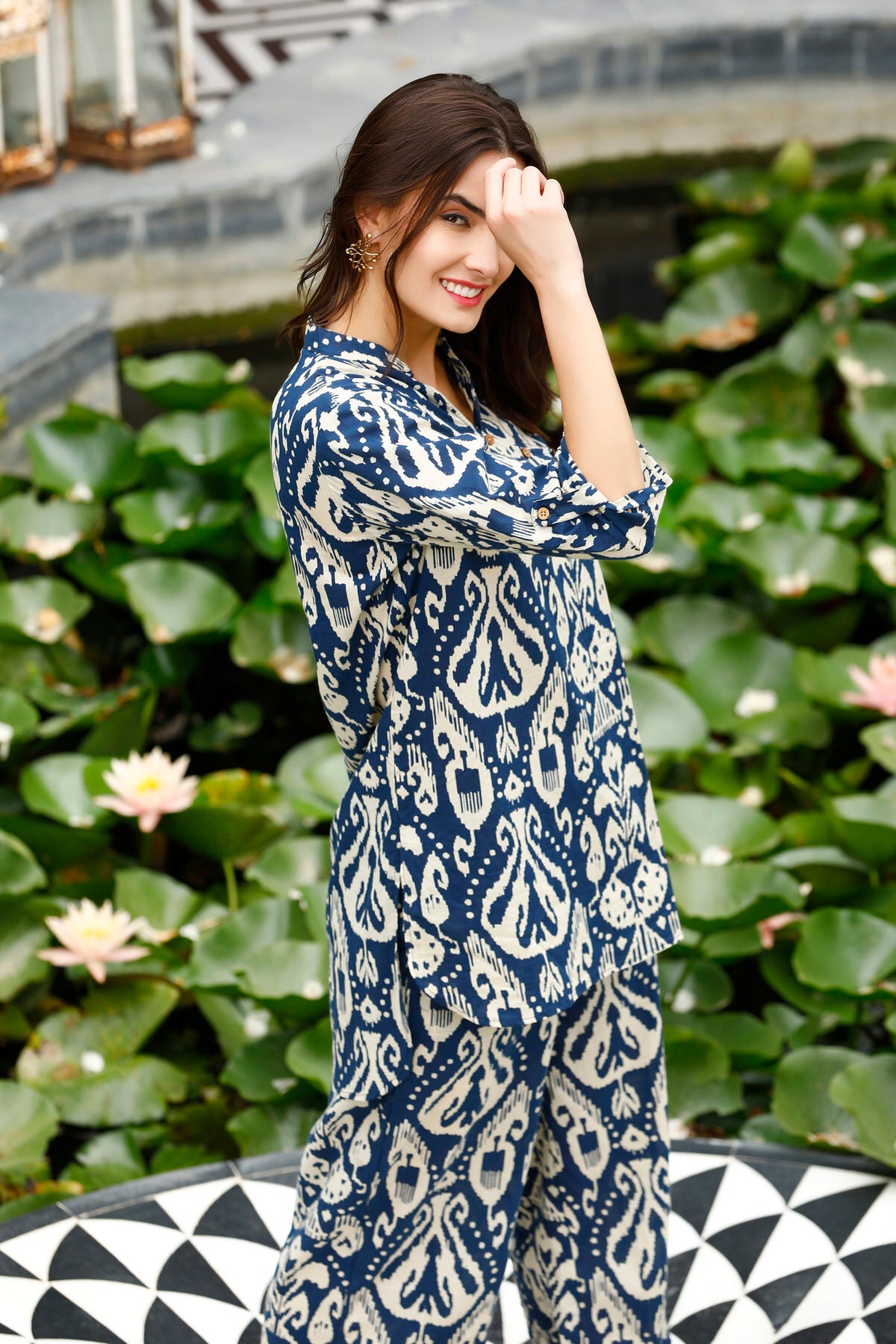 Dramatic Duality Blue Cotton Co-ord Set