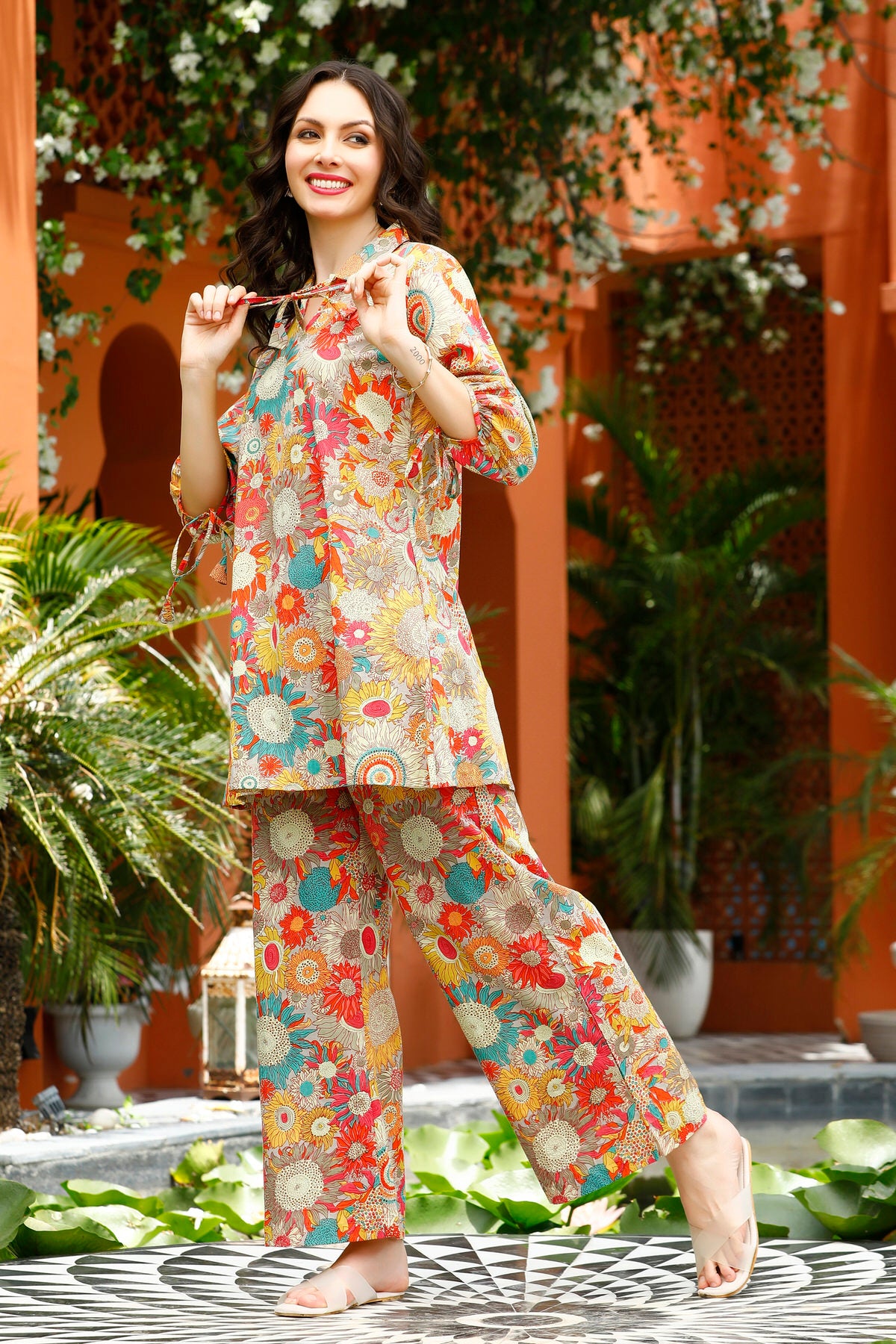 Vibrant Sunflower Cheer Cotton Co-ord Set