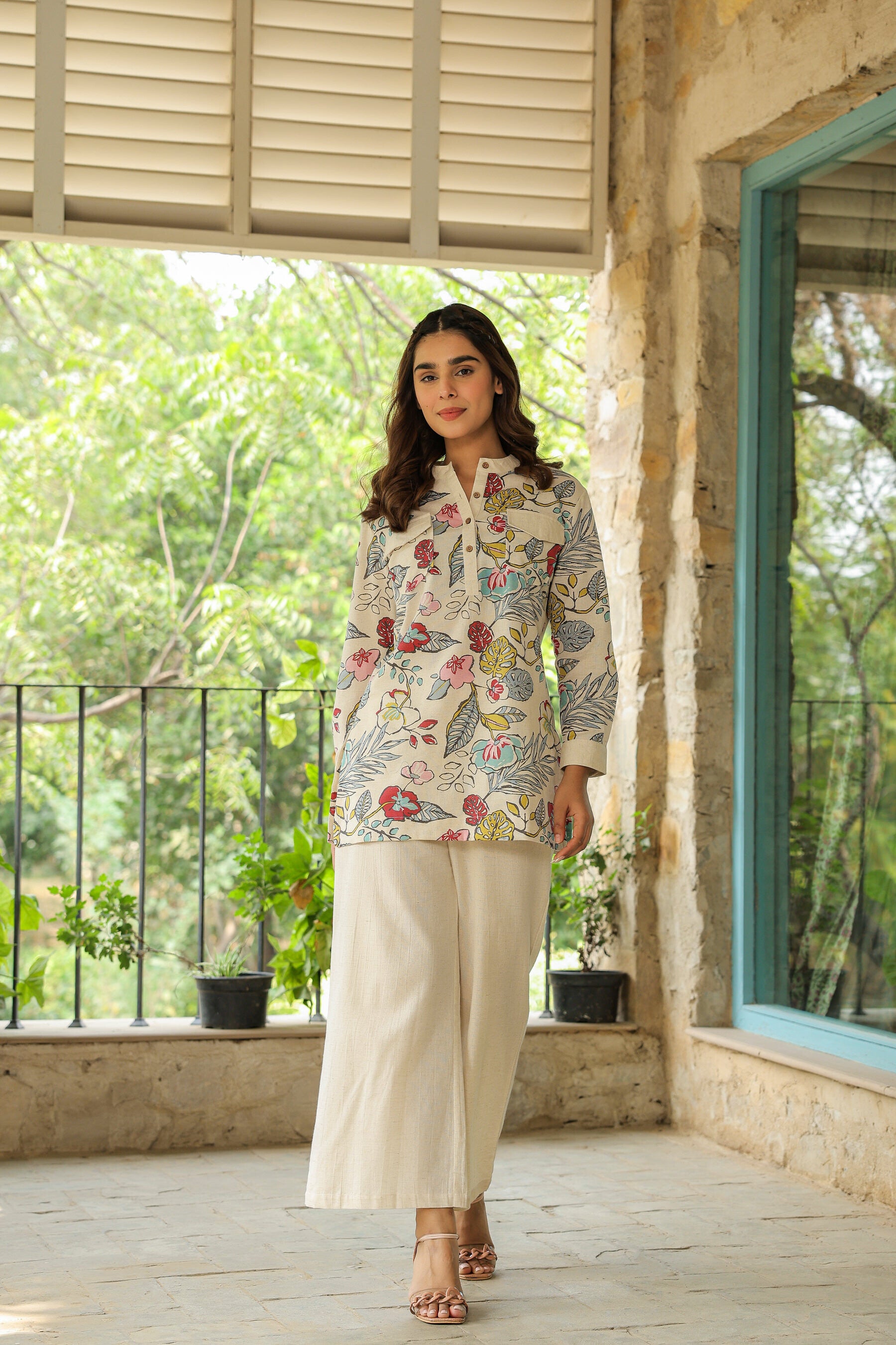 Opulent Ecru Cotton Cotton Flex Co-ord Set