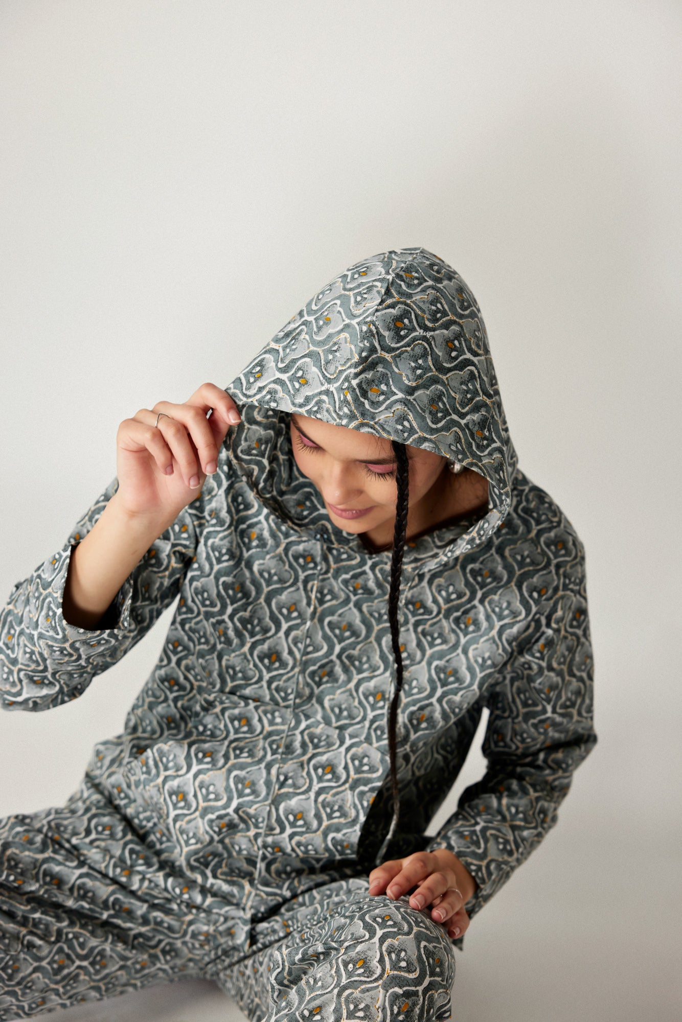 Spades on Grey Cotton Hoodie Set