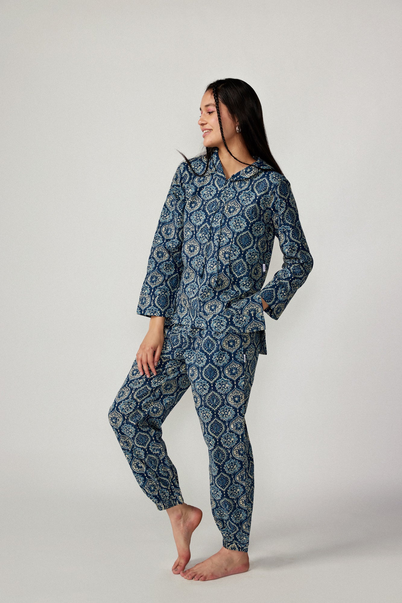 Coromandel on Blue Cotton Hoodie Set