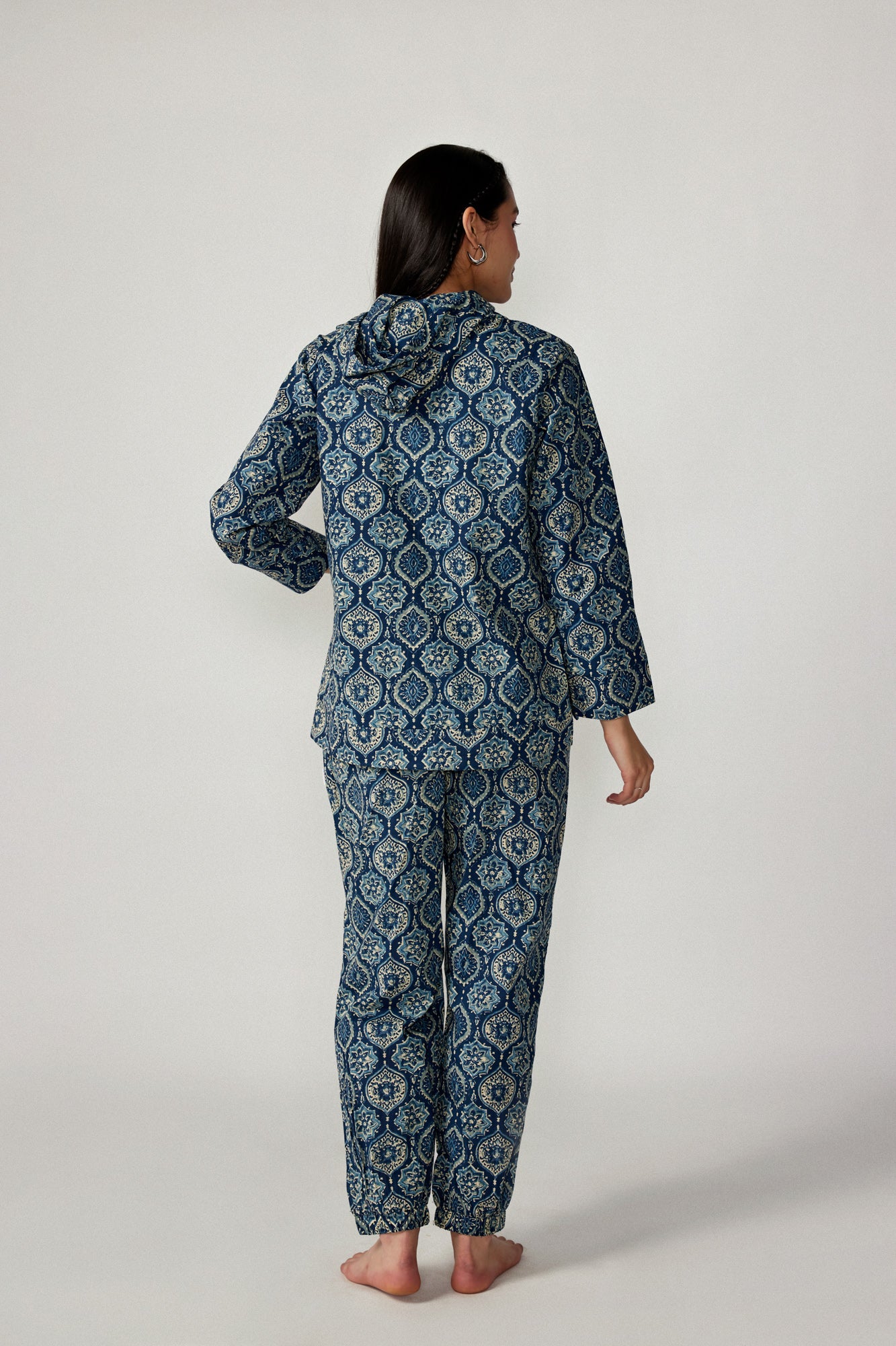Coromandel on Blue Cotton Hoodie Set