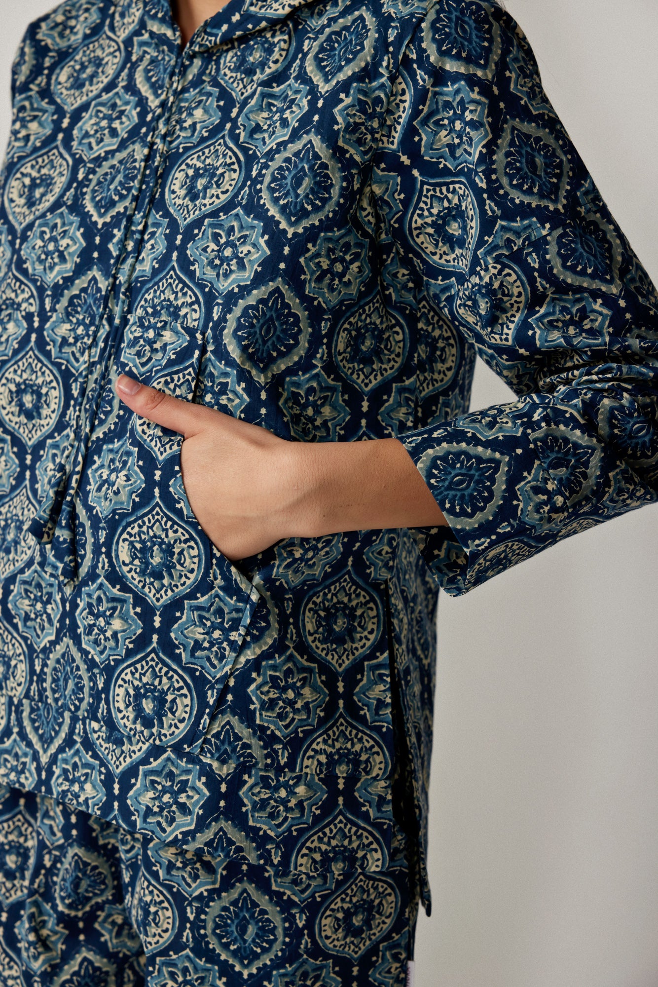 Coromandel on Blue Cotton Hoodie Set