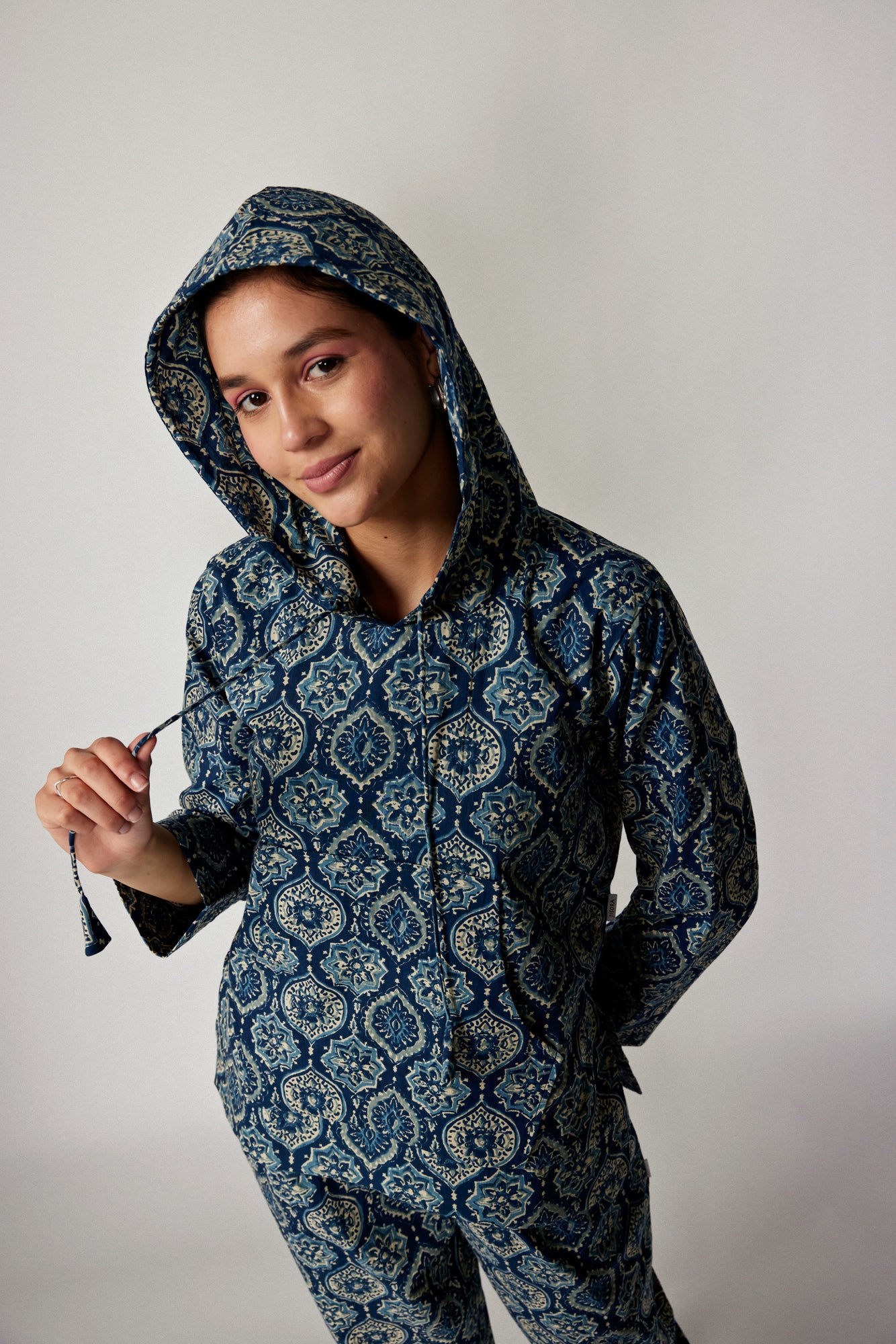 Coromandel on Blue Cotton Hoodie Set