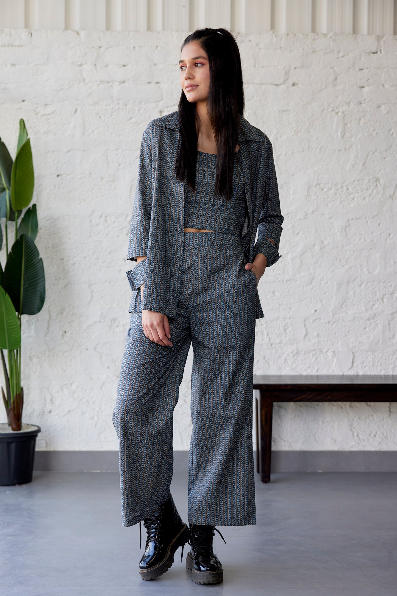 Blue Arrows on Three Piece Cotton Co-ord Set