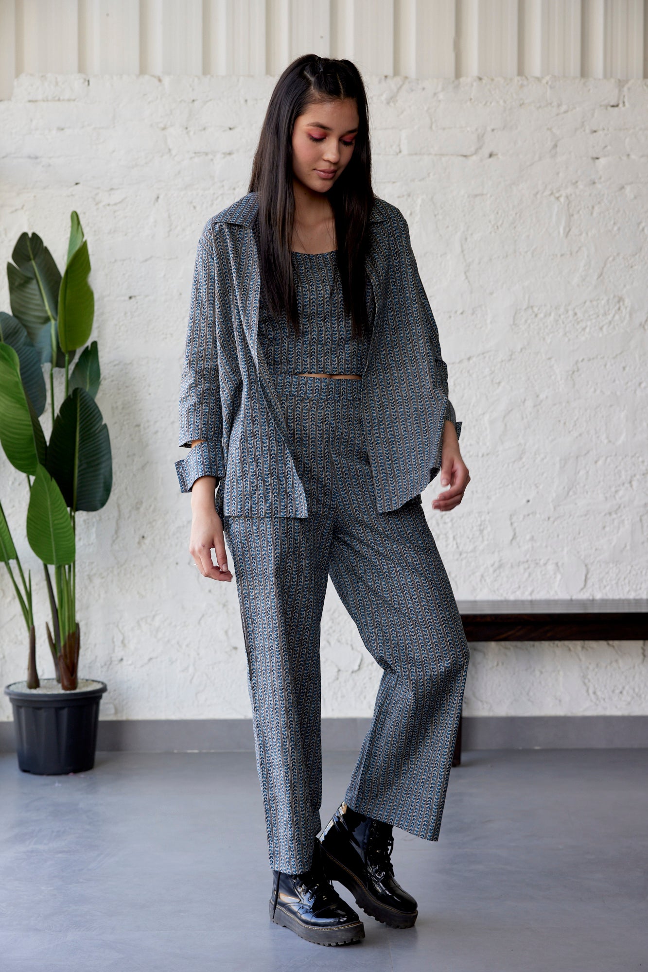 Blue Arrows on Three Piece Cotton Co-ord Set