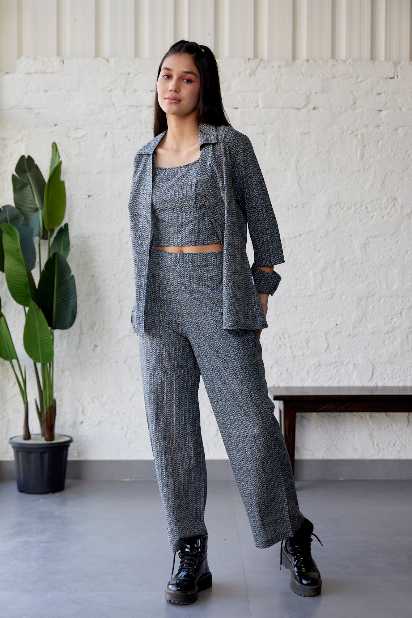 Blue Arrows on Three Piece Cotton Co-ord Set