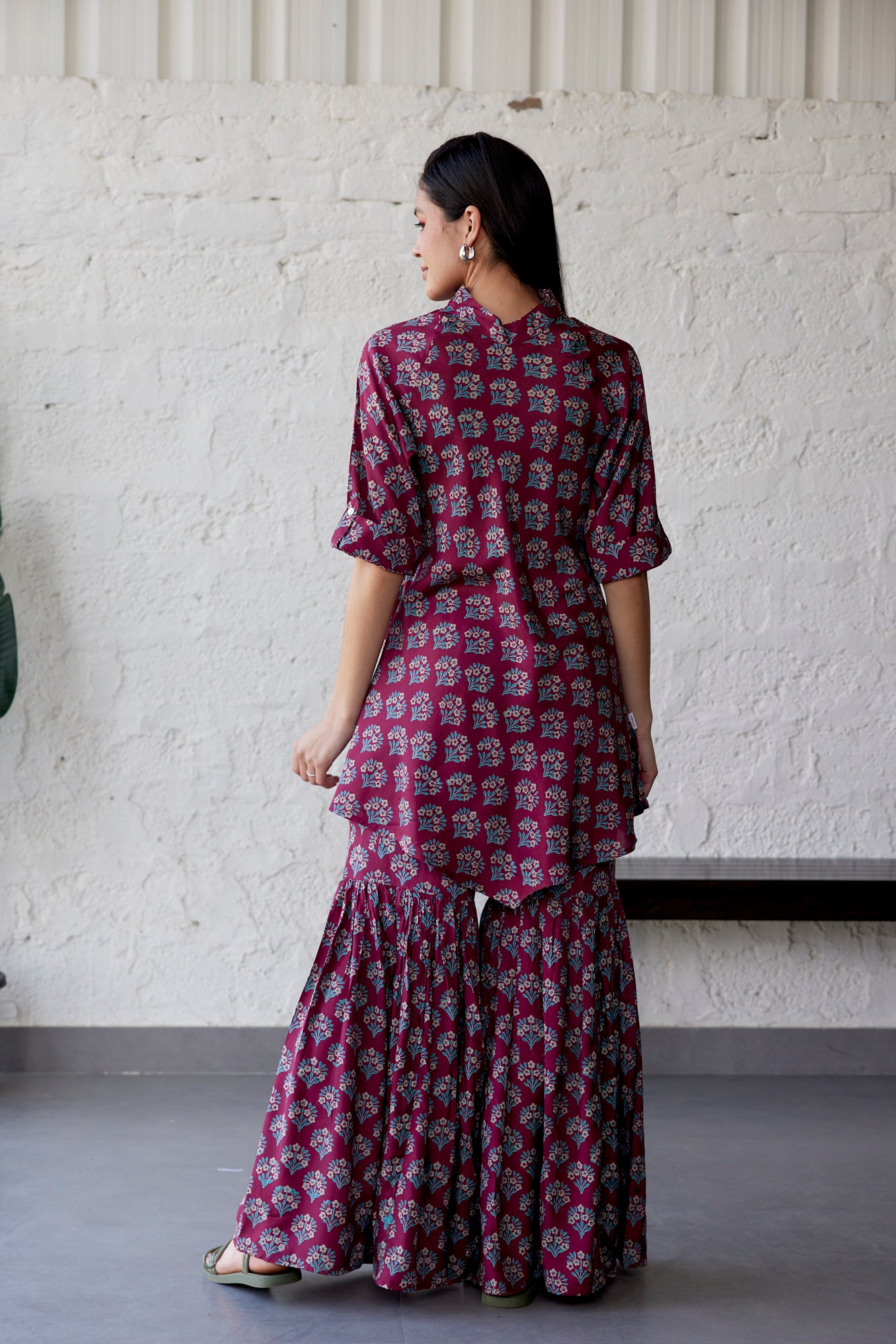 Aloha Mora On Wine Russian Silk Co-ord Set