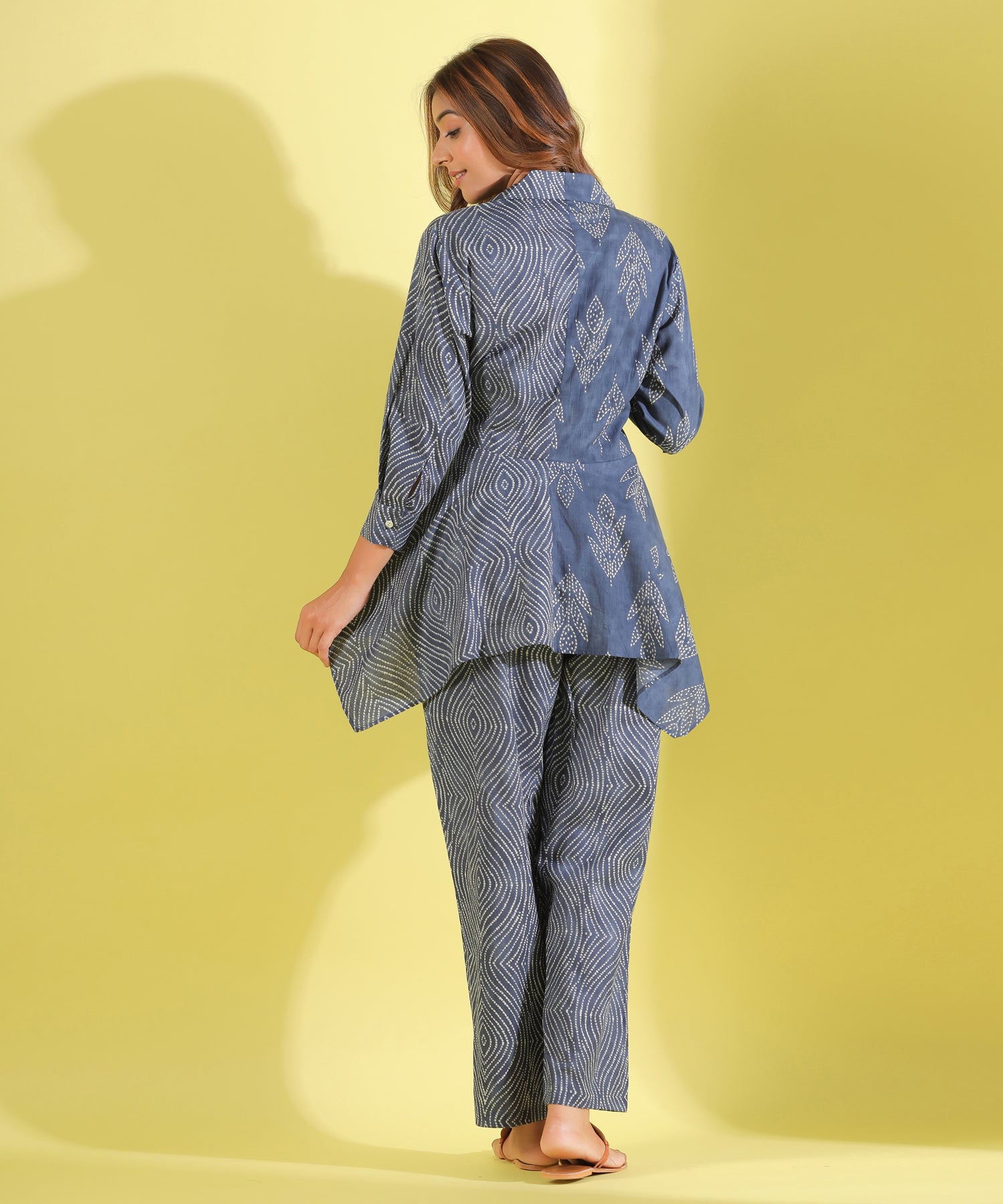 Shibori Tulips on Grey Cotton Co-ord Set