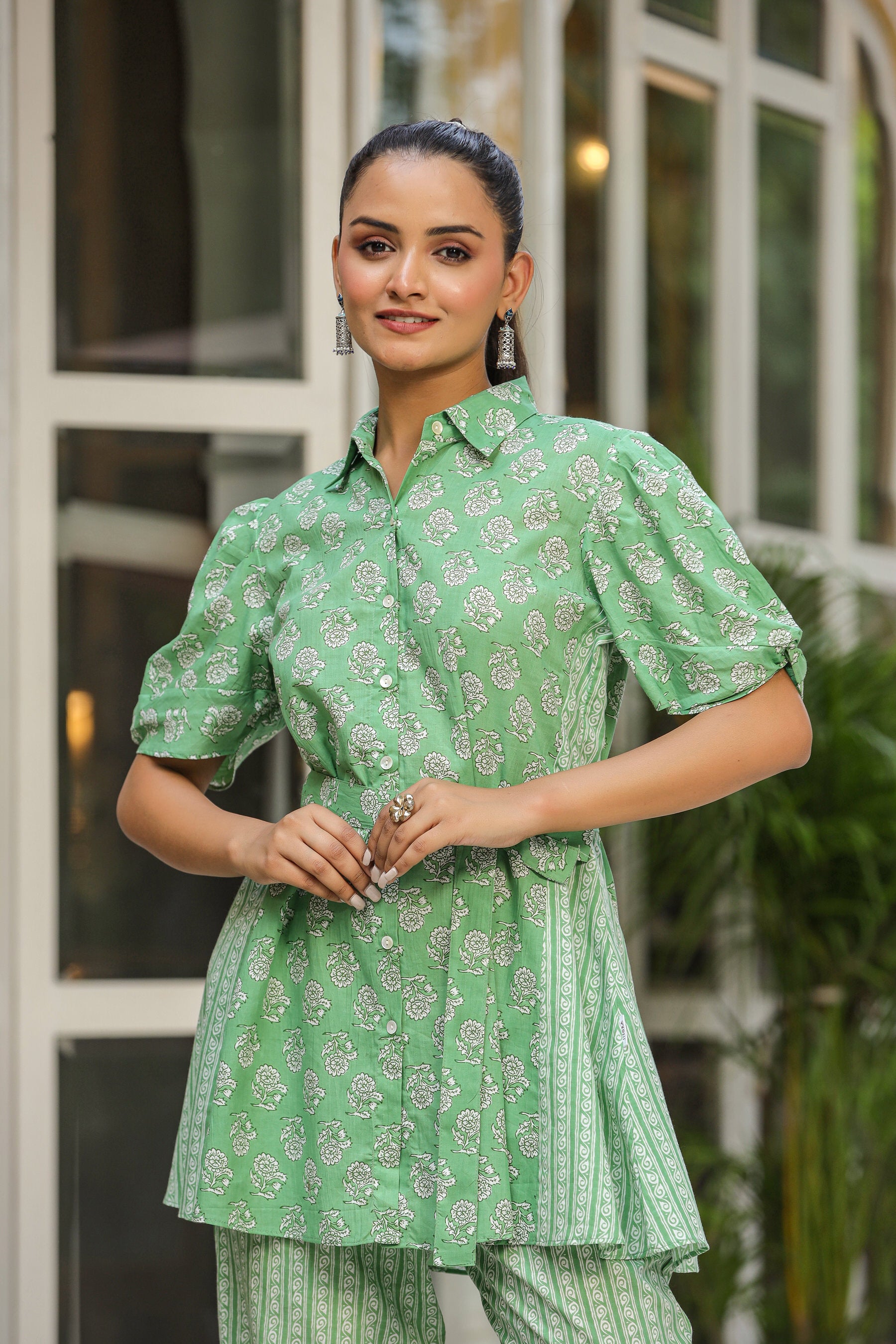 Bagh Print On Green Cotton Co-ord Set