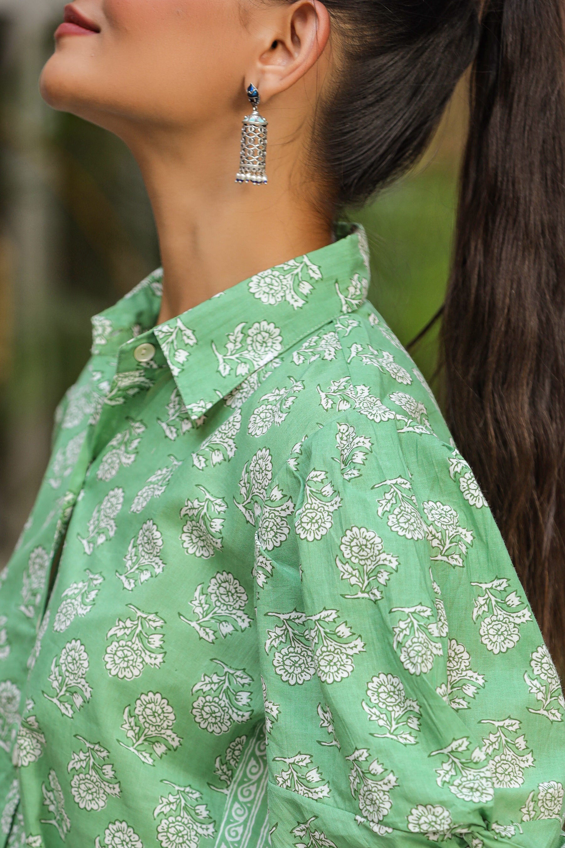 Bagh Print On Green Cotton Co-ord Set