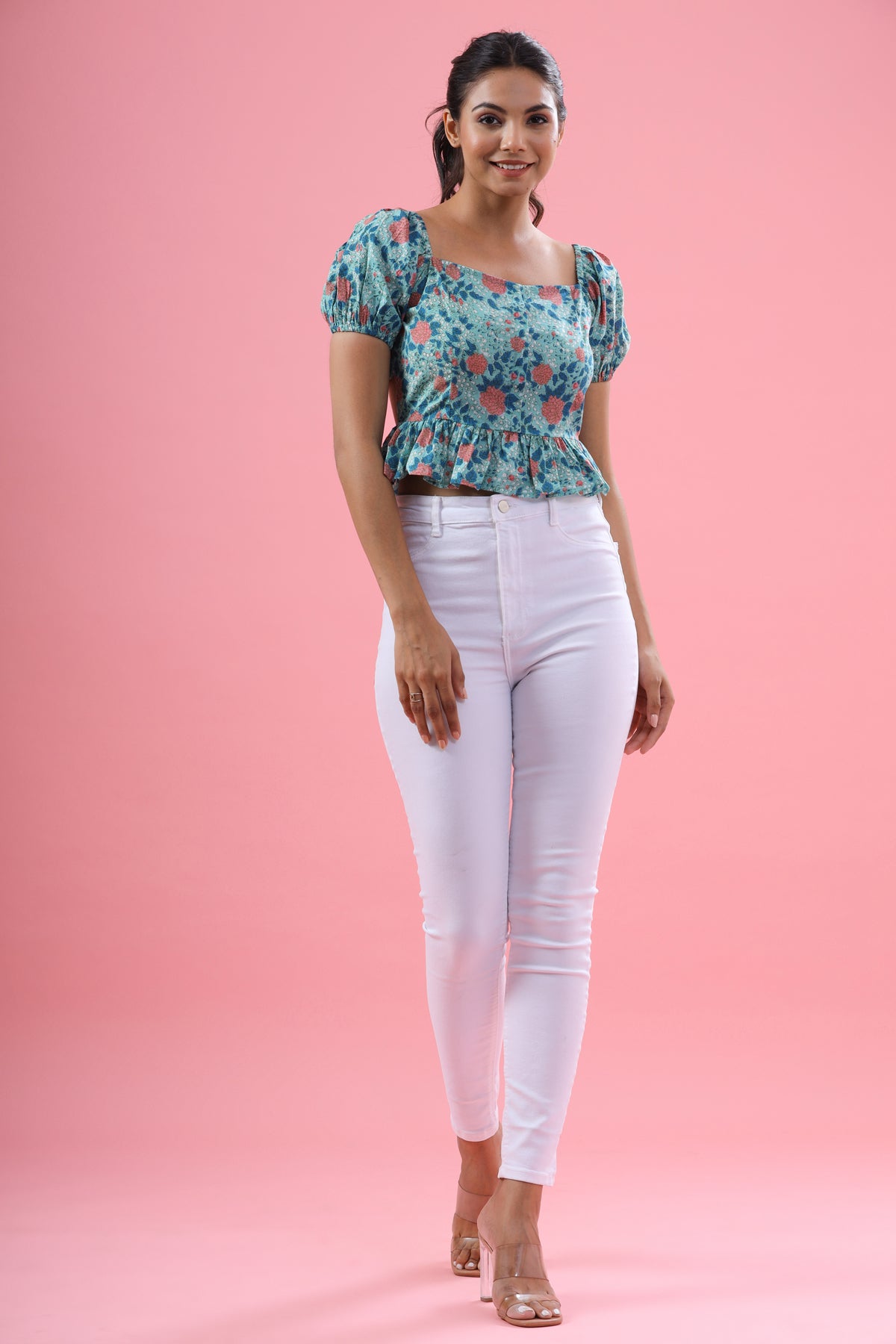 Back Tie Aqua Blue Cotton Top