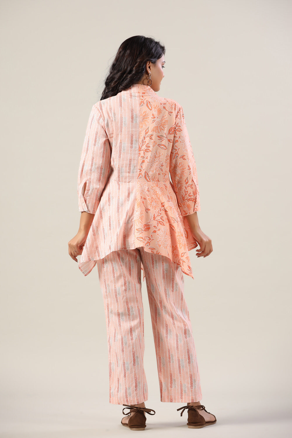 Peach Zig-Zag on Cotton Co-ord Set