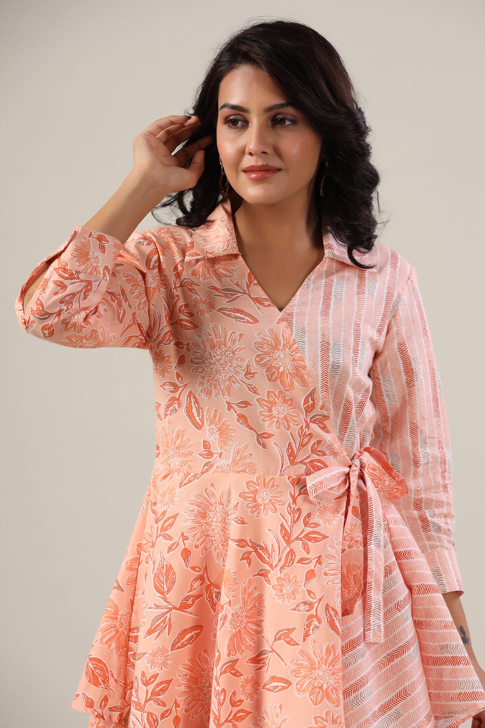 Peach Zig-Zag on Cotton Co-ord Set