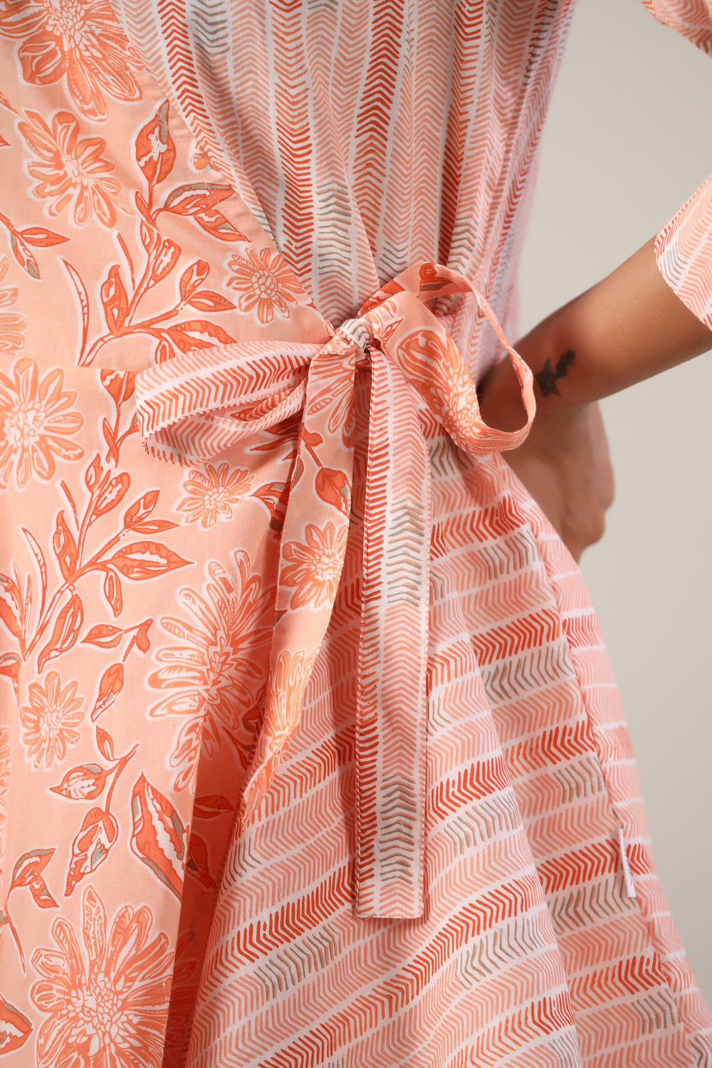 Peach Zig-Zag on Cotton Co-ord Set