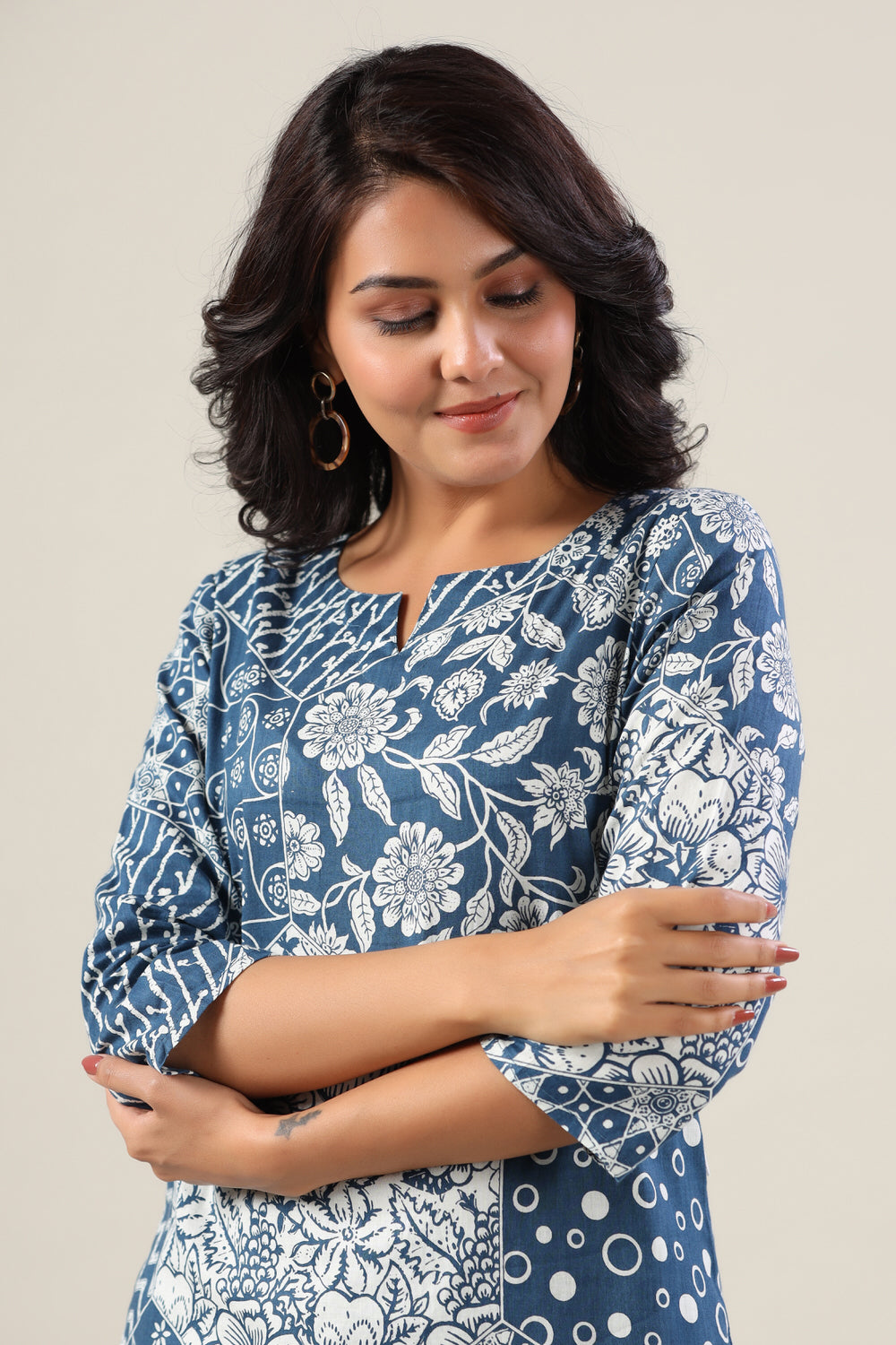 Indigo Patches on Cotton Palazzo Loungewear Set
