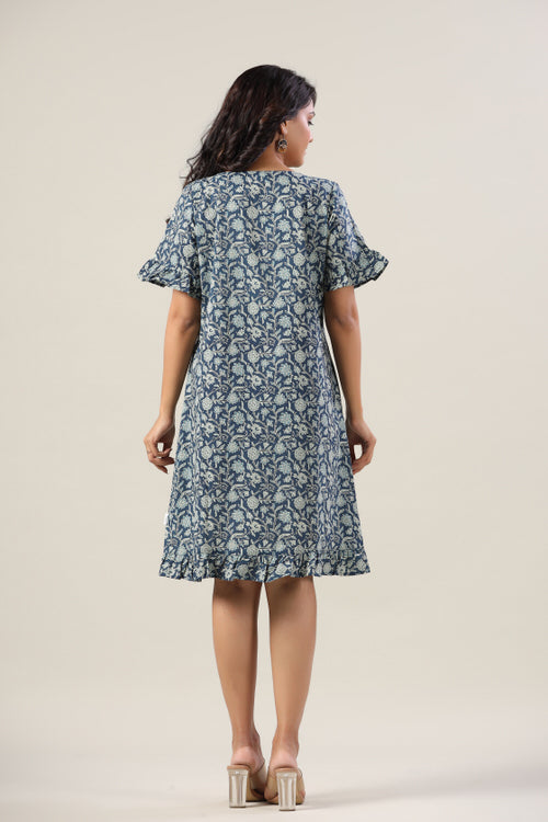 Indigo Jaal Cotton Dress