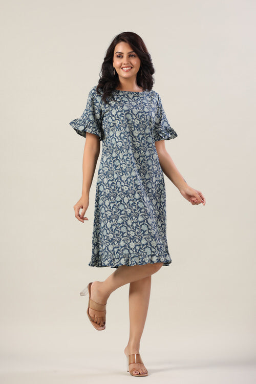 Indigo Jaal Cotton Dress
