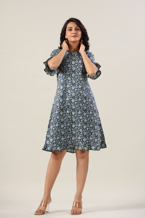 Indigo Jaal Cotton Dress
