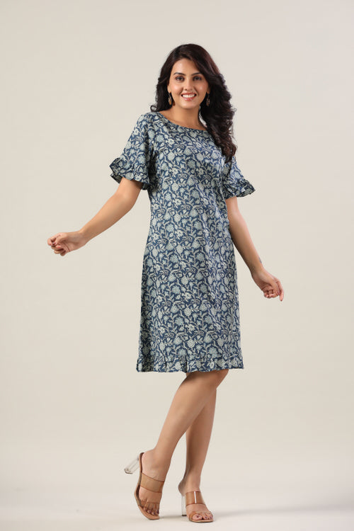 Indigo Jaal Cotton Dress