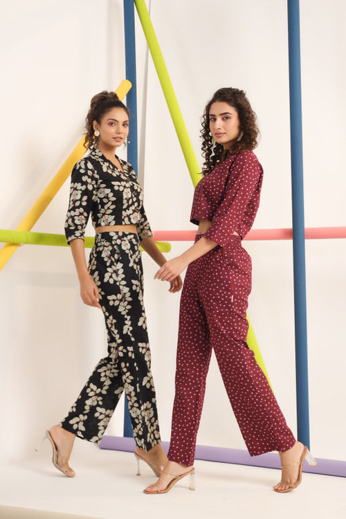 Japanese canopies on Black Co-ord Set