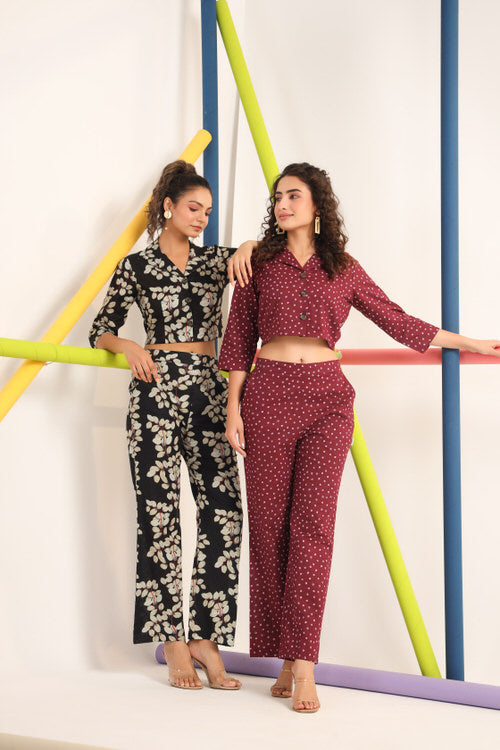 Japanese canopies on Black Co-ord Set