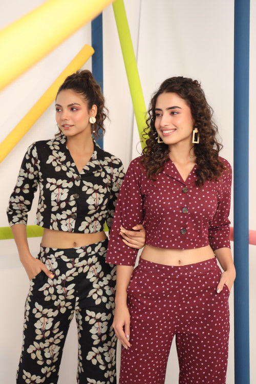 Japanese canopies on Black Co-ord Set