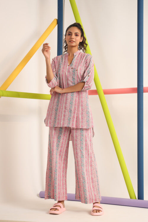 Floral Twines on Pastel Cotton Co-ord Set