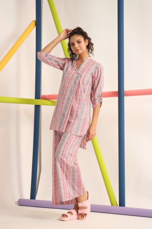 Floral Twines on Pastel Cotton Co-ord Set