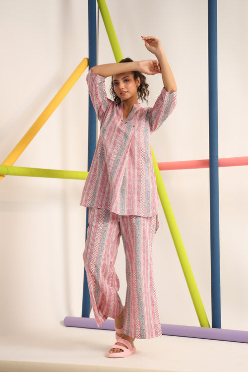 Floral Twines on Pastel Cotton Co-ord Set