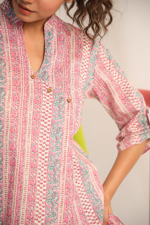 Floral Twines on Pastel Cotton Co-ord Set