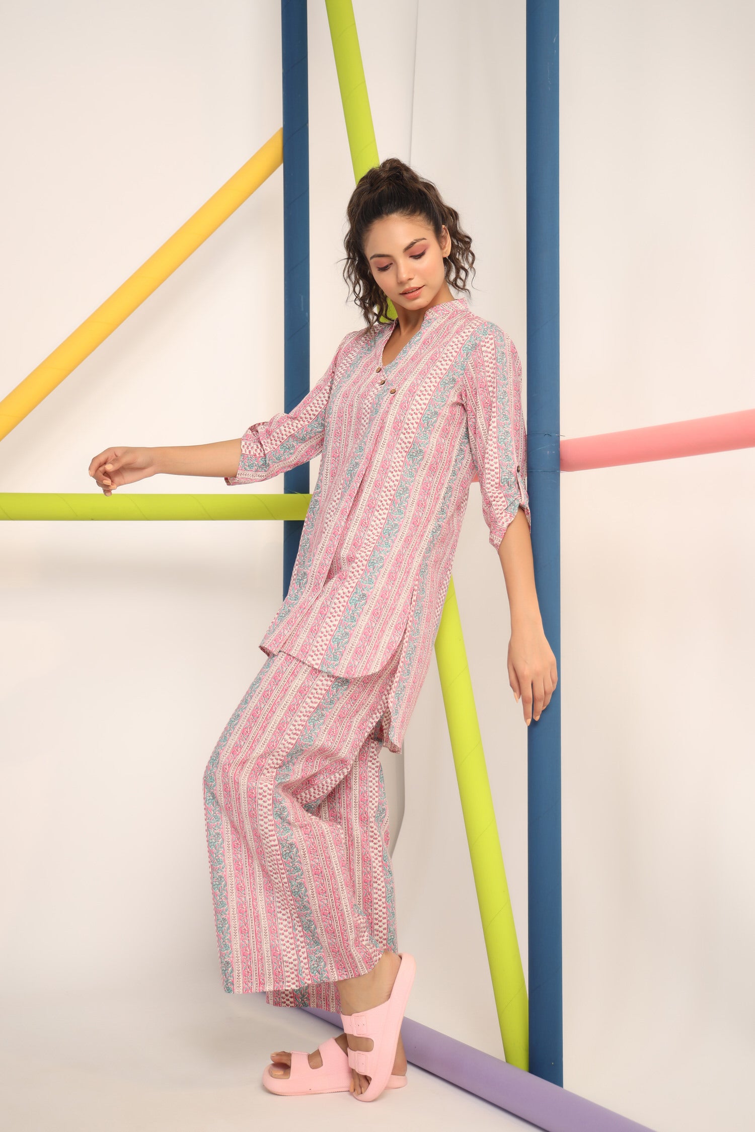 Floral Twines on Pastel Cotton Co-ord Set