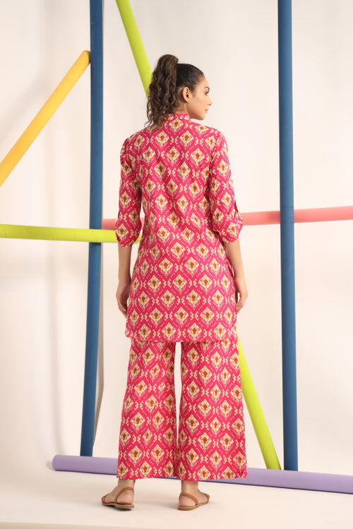 Ikat on Pink Cotton Co-ord Set