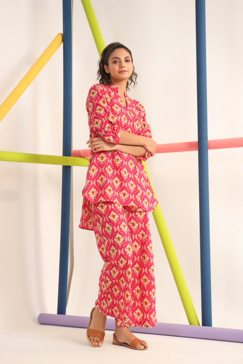 Ikat on Pink Cotton Co-ord Set