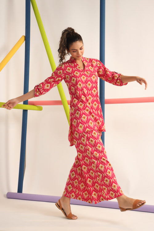 Ikat on Pink Cotton Co-ord Set