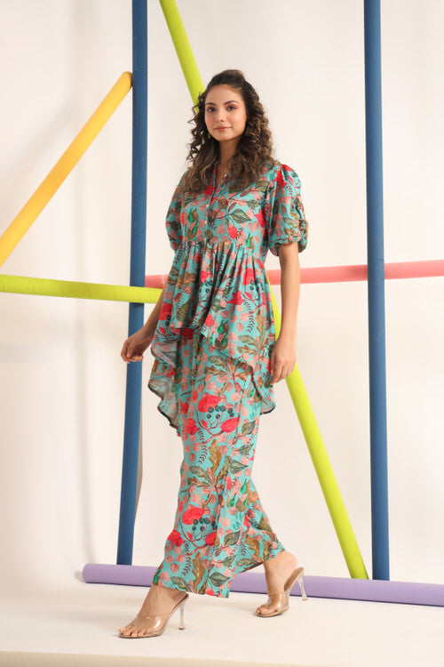 Blueberry Lush Muslin Silk Co-ord Set