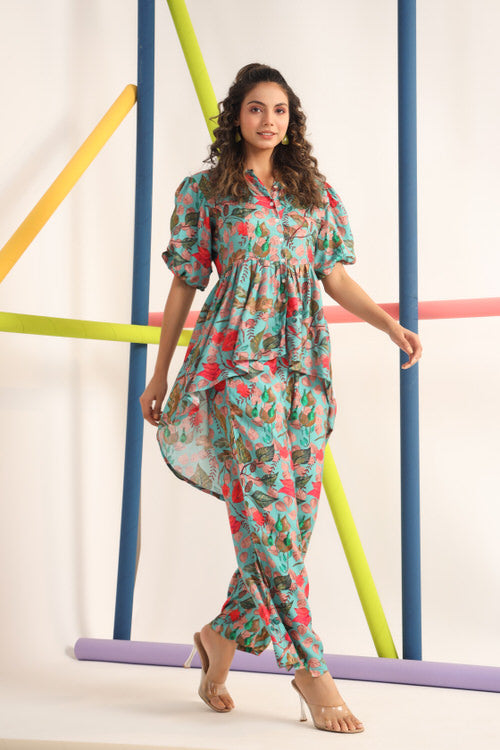 Blueberry Lush Muslin Silk Co-ord Set