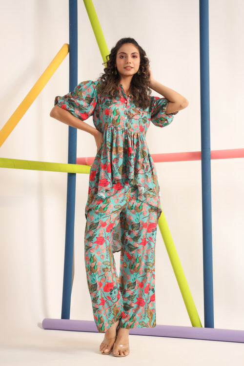 Blueberry Lush Muslin Silk Co-ord Set