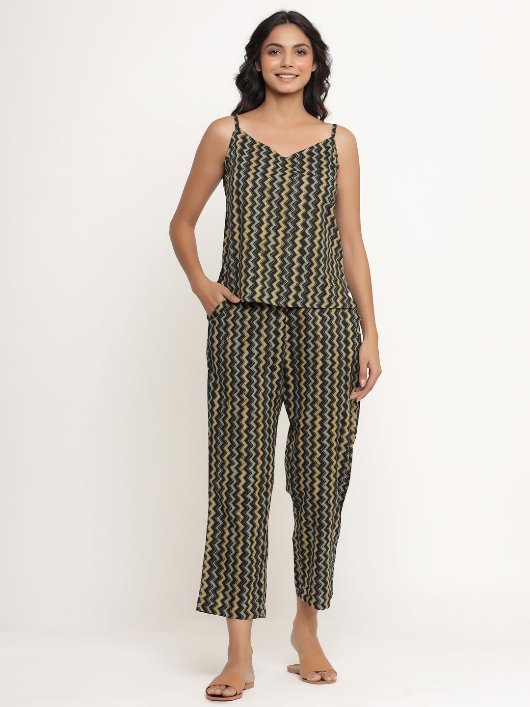 Blossoms with Striped Contrast on Shrug Set Jisora Jaipur