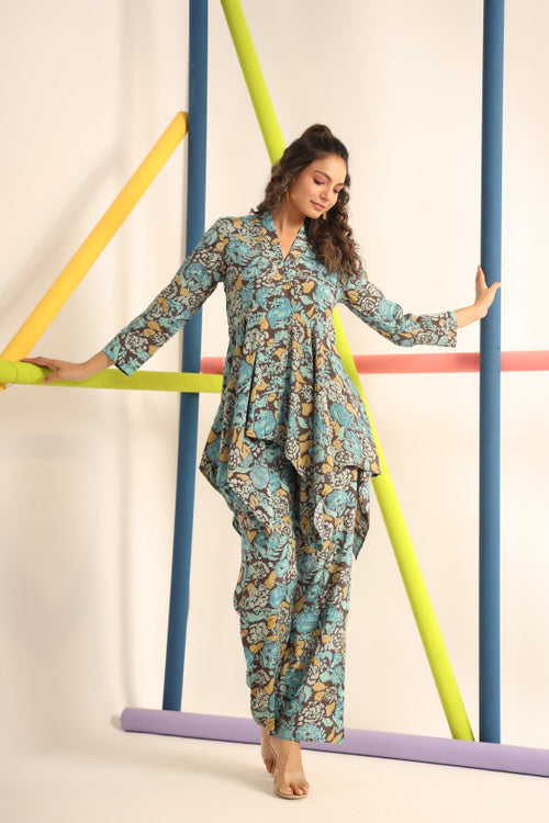 Fleur Brown Russian Silk Co-ord Set