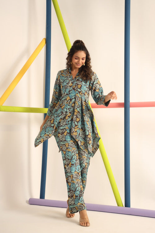 Fleur Brown Russian Silk Co-ord Set