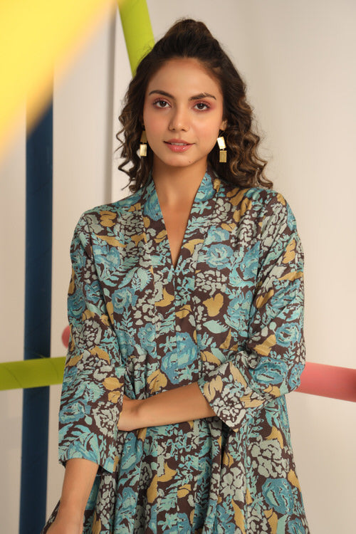 Fleur Brown Russian Silk Co-ord Set