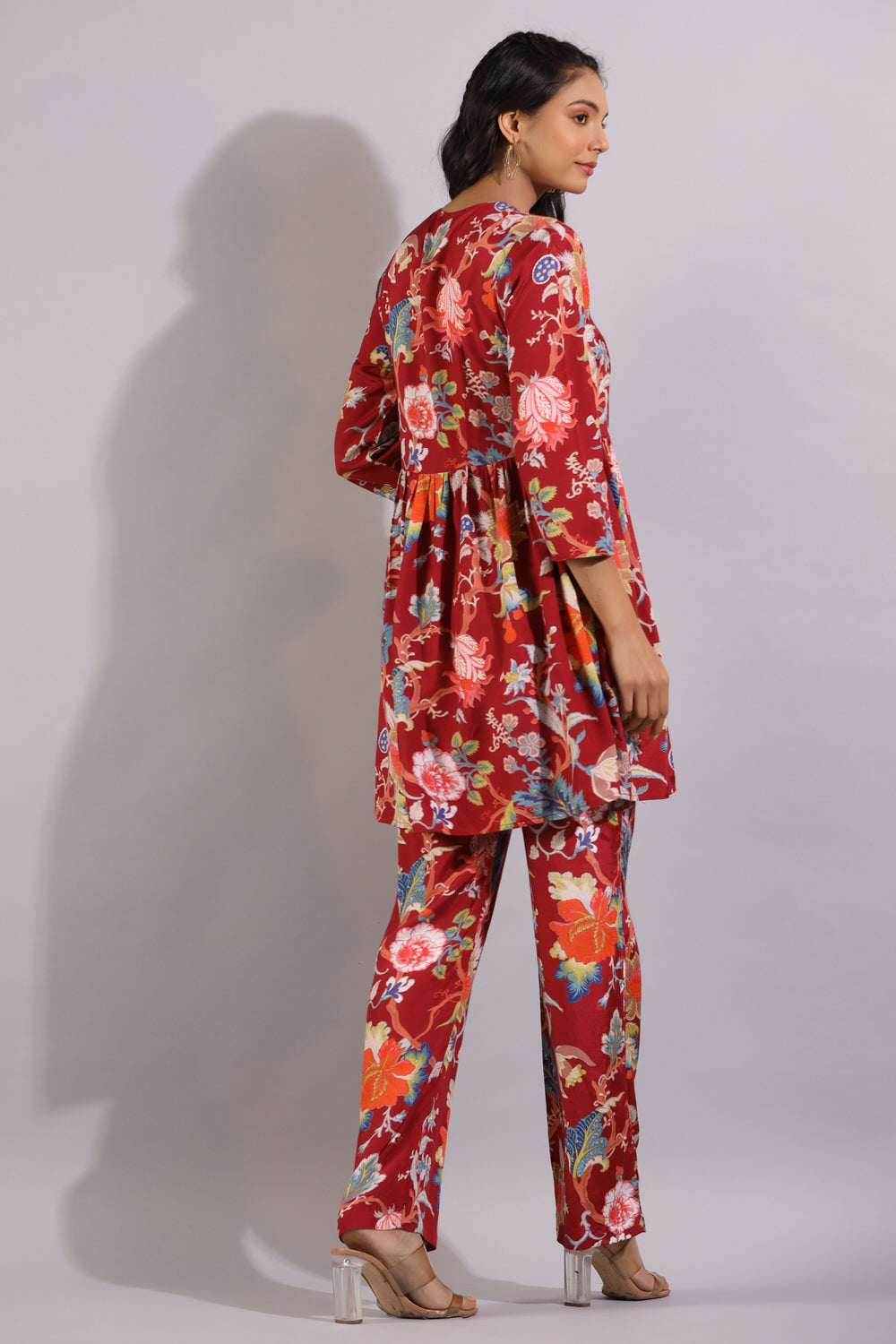 Floral Jaal on Angrakha Russian Silk Co-ord Set