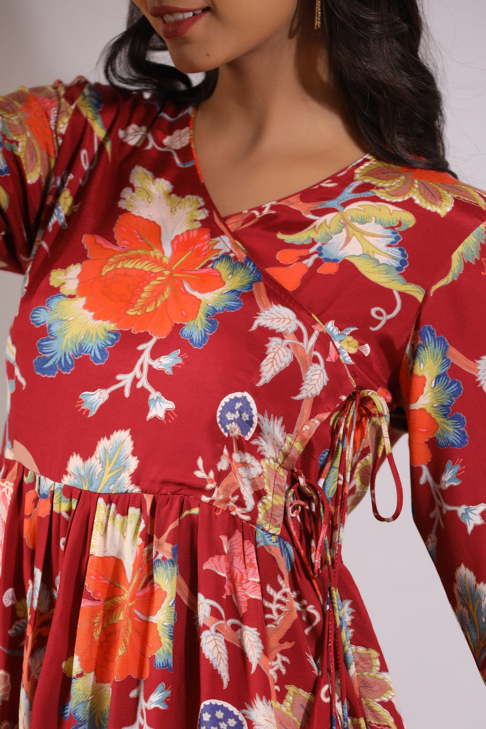 Floral Jaal on Angrakha Russian Silk Co-ord Set