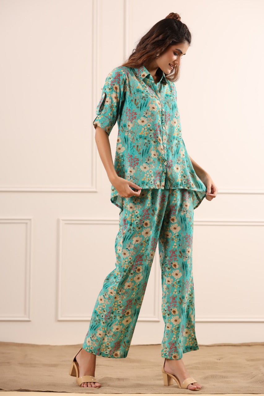 Paint Soirée on Russian Silk Blue Co-ord Set