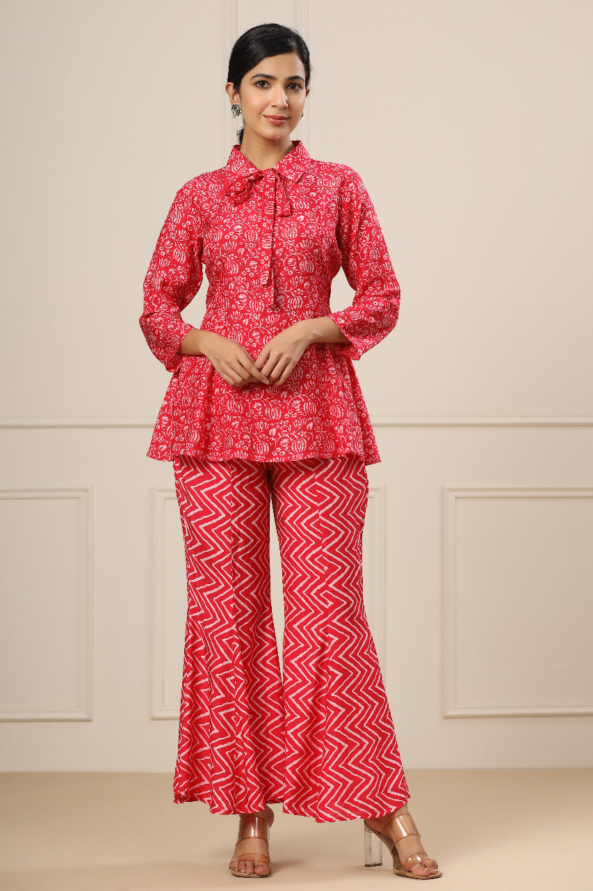 Lotus Mosaic on Pink Muslin Silk Co-ord Set