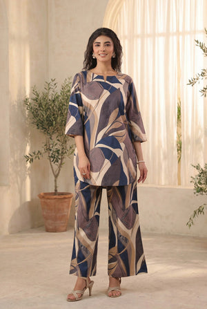 Multicolor Designer Abstract Printed Cotton Co-ord Set