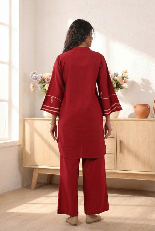 Red Statement Floral Printed Cotton Co-ord Set